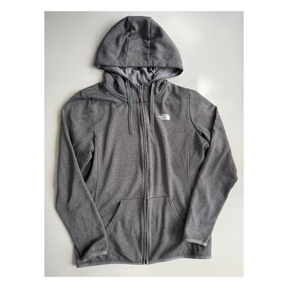 NORTH FACE Full Zip Smooth Face Fleece Hoodie Jacket Womens Large Gray Outdoor